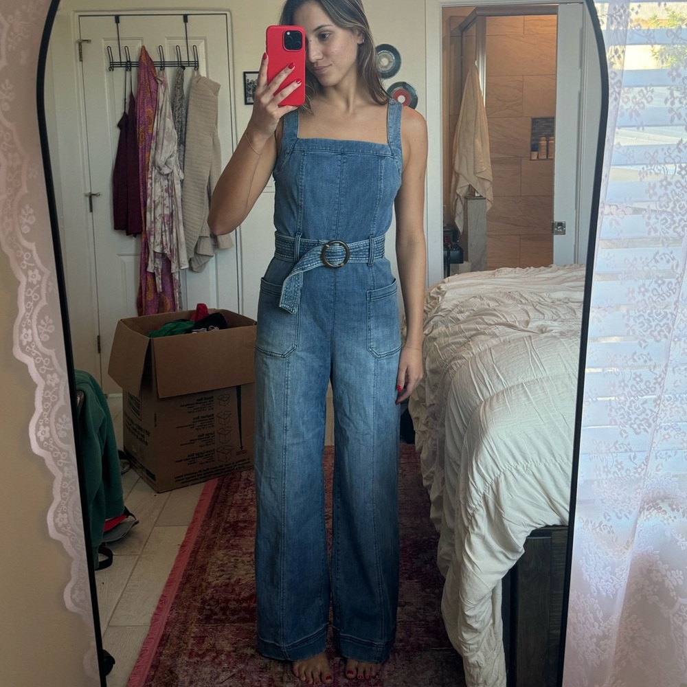 Anthropologie Denim wide-leg Jumpsuit